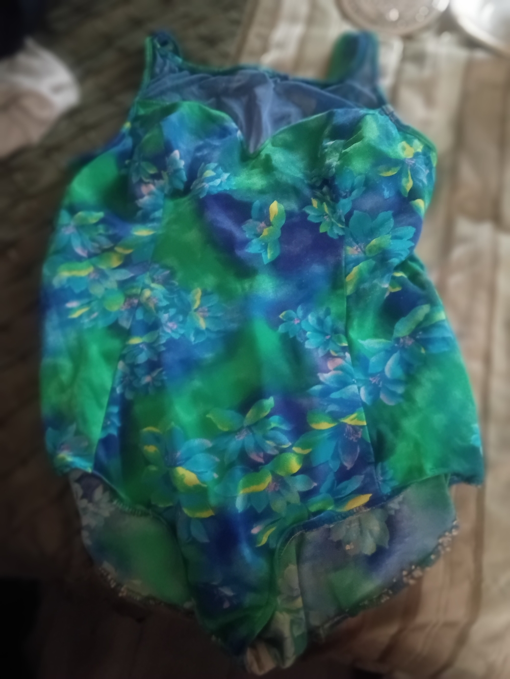 Floral Blue-Green One-Piece Swimsuit